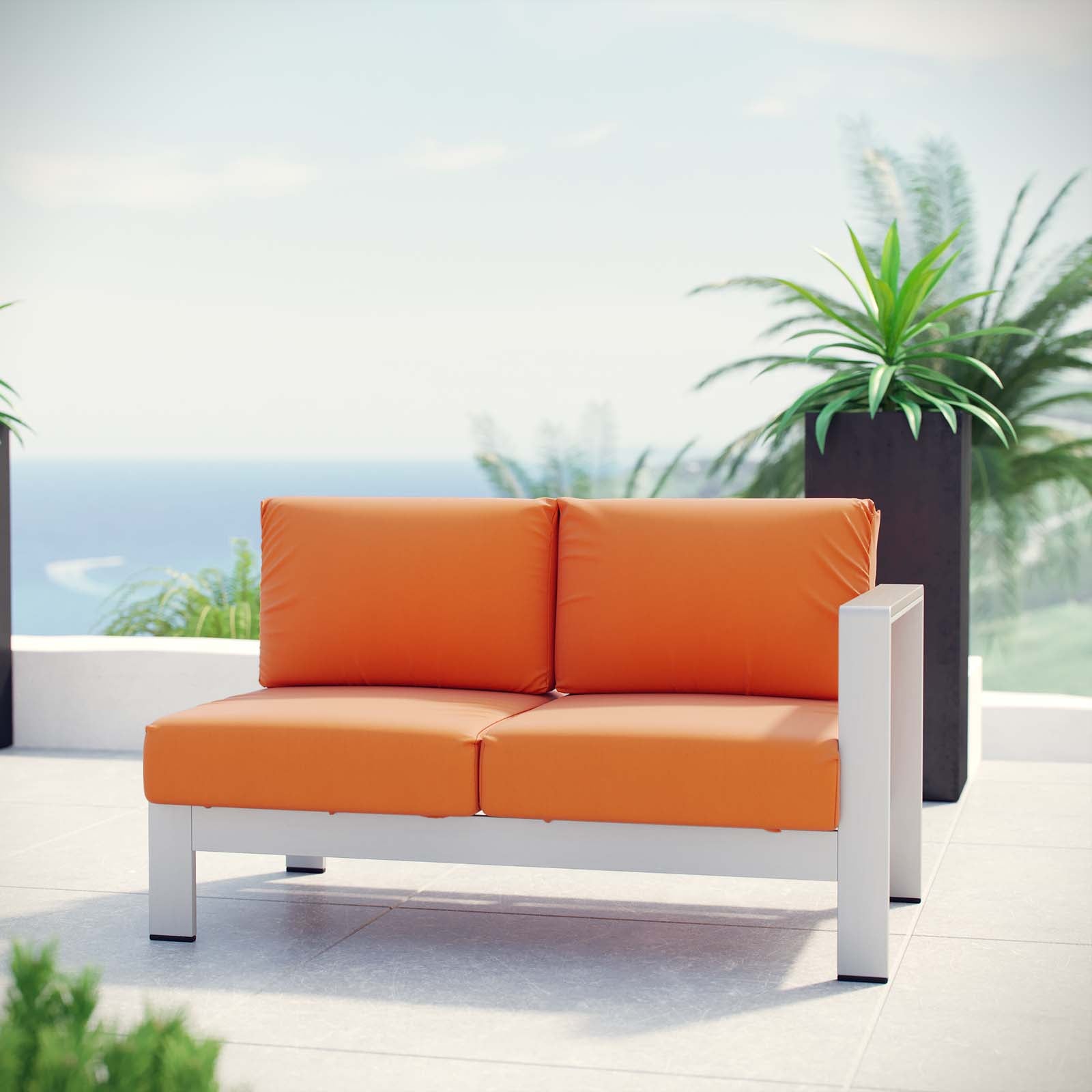 Shore Right-Arm Corner Sectional Outdoor Patio Aluminum Loveseat by Modway
