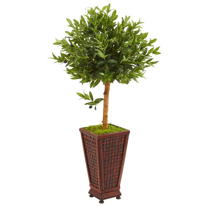 46"  Olive Topiary Artificial Tree in Decorative Planter