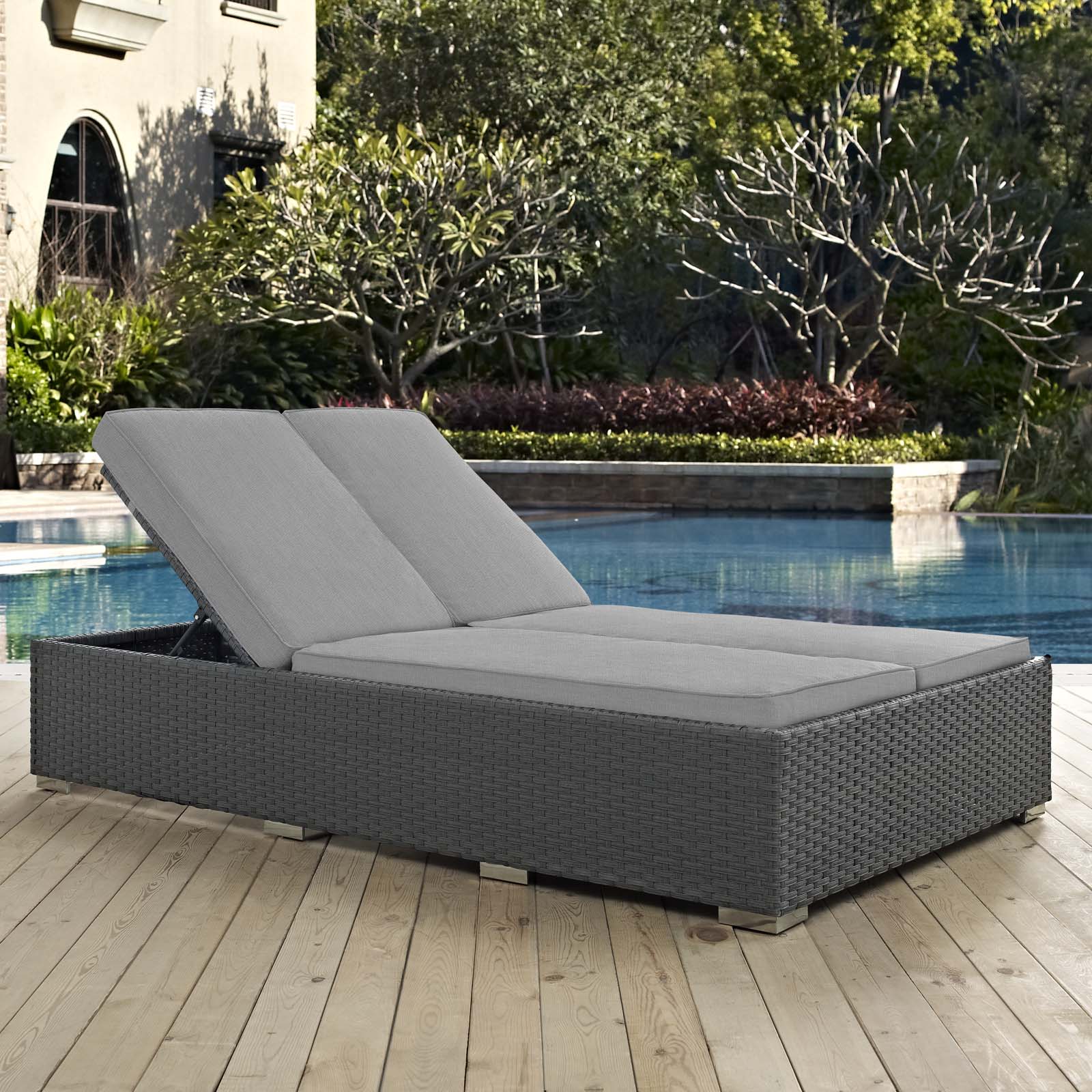 Sojourn Outdoor Patio Sunbrella¨ Double Chaise by Modway