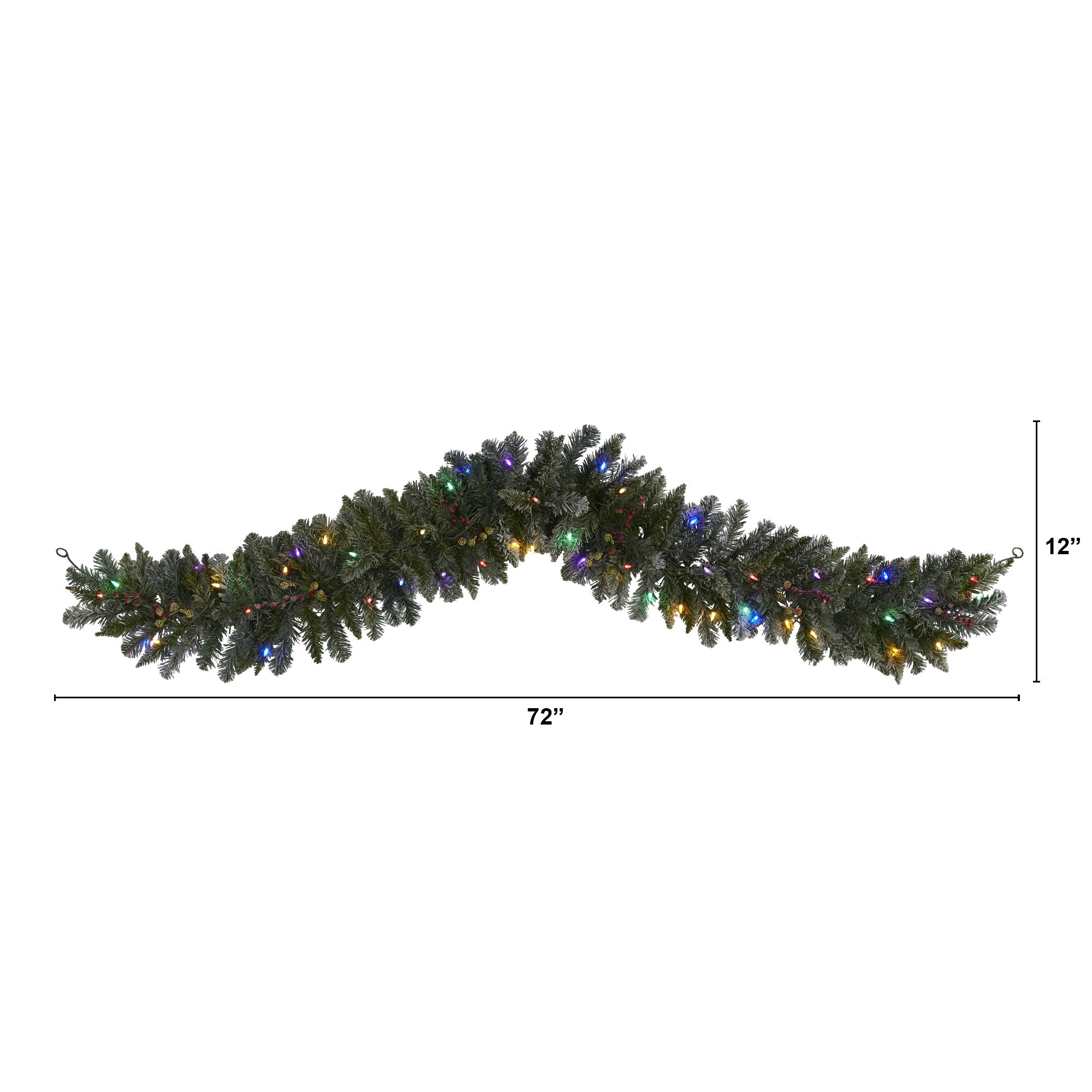 6' Flocked Artificial Christmas Garland with 50 Multicolored LED and Berries