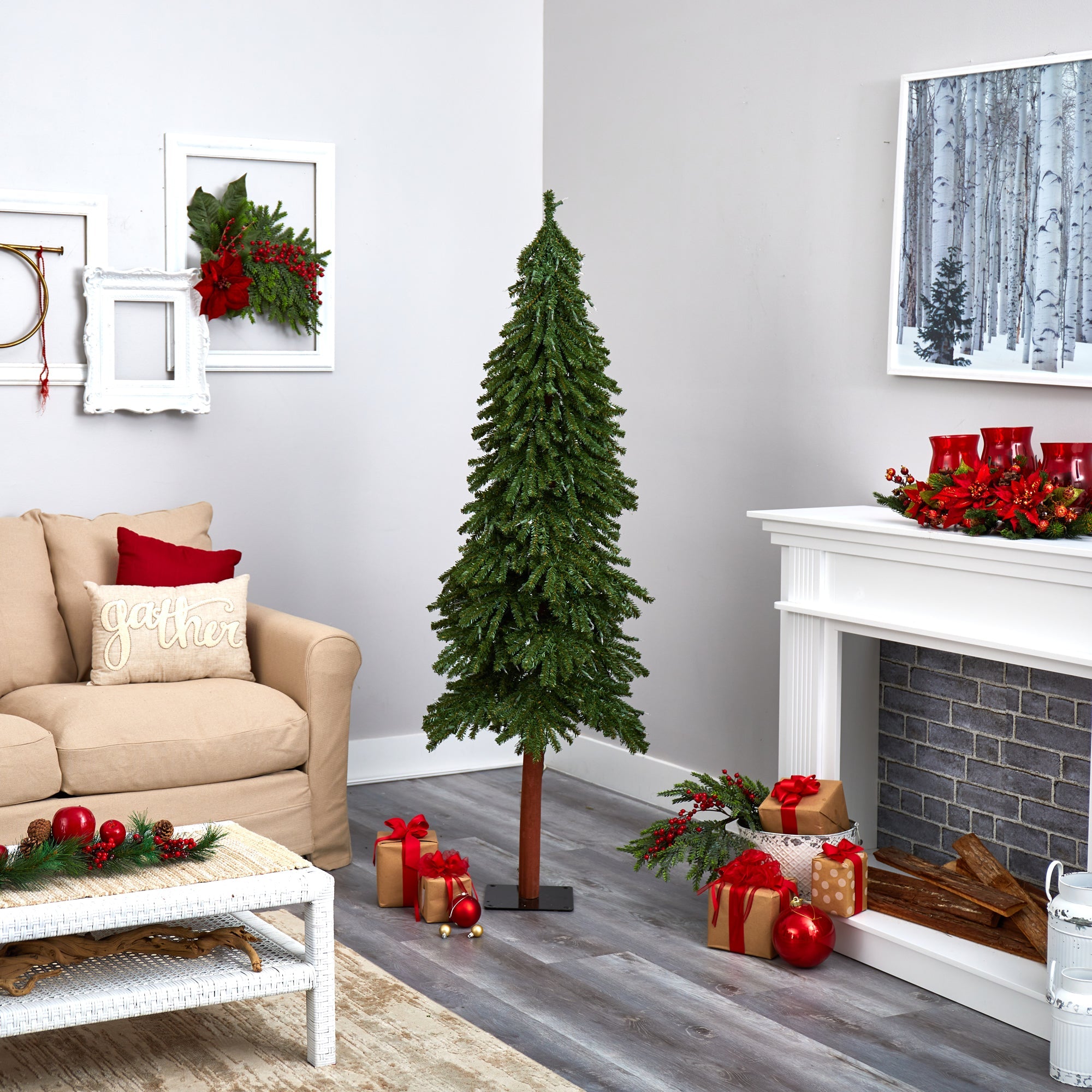 6' Gr& Alpine Artificial Christmas Tree w/ 300 Clear Lights & 601 Bendable