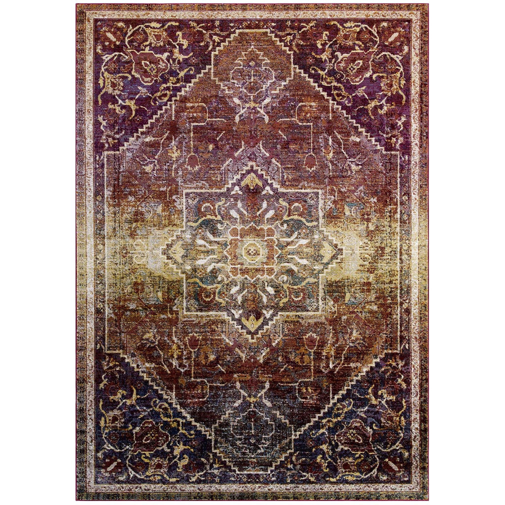 Success Kaede Transitional Distressed Vintage Floral Vintage Medallion 4x6 Area Rug by Modway