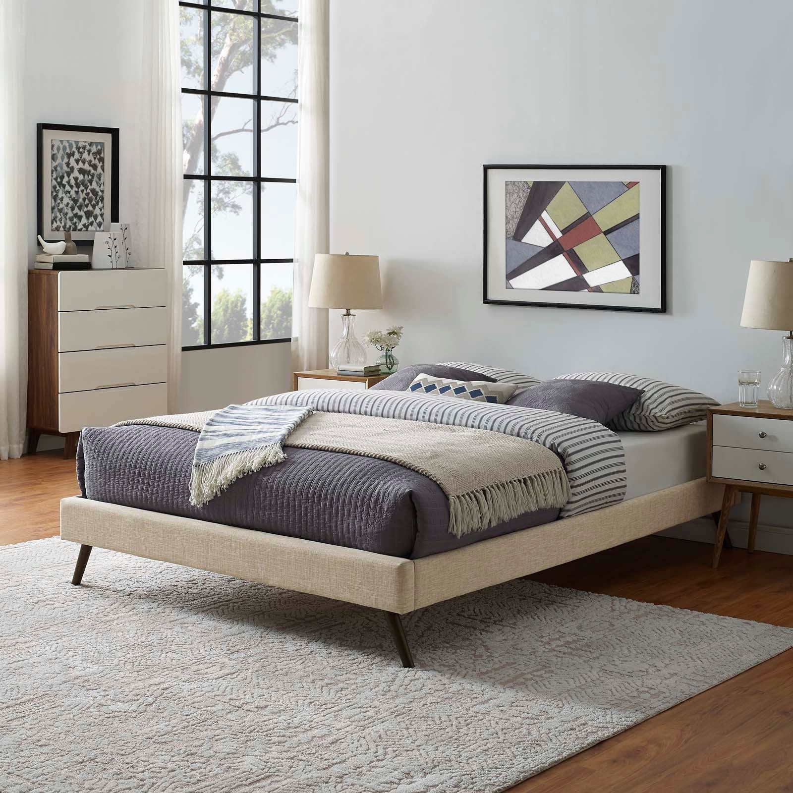 Loryn Fabric Full Bed Frame with Round Splayed Legs by Modway