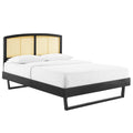 Sierra Cane and Wood Full Platform Bed With Angular Legs by Modway