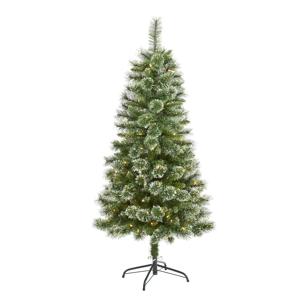 5' Wisconsin Slim Snow Tip Pine Artificial Christmas Tree w/ 150 Clear LED Light