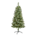 5' Wisconsin Slim Snow Tip Pine Artificial Christmas Tree w/ 150 Clear LED Light