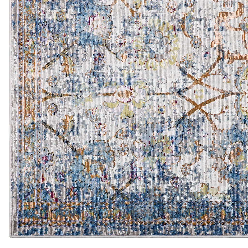 Minu Distressed Floral Lattice 8x10 Area Rug by Modway