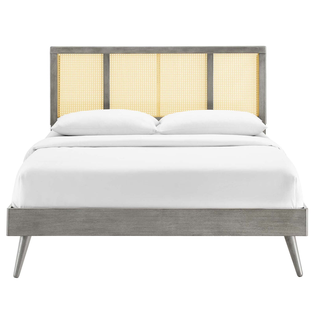 Kelsea Cane and Wood Full Platform Bed With Splayed Legs by Modway