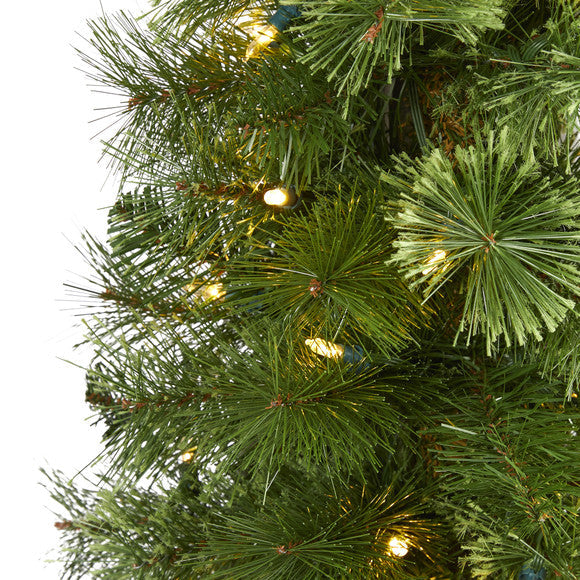 5' Green Pencil Artificial Christmas Tree with 100 Clear LED Lights