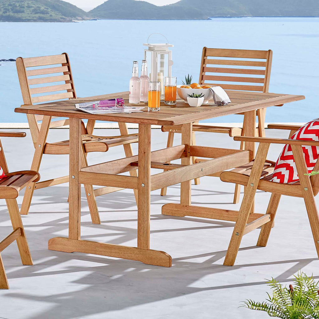 Hatteras 59" Rectangle Outdoor Patio Eucalyptus Wood Dining Table by Modway