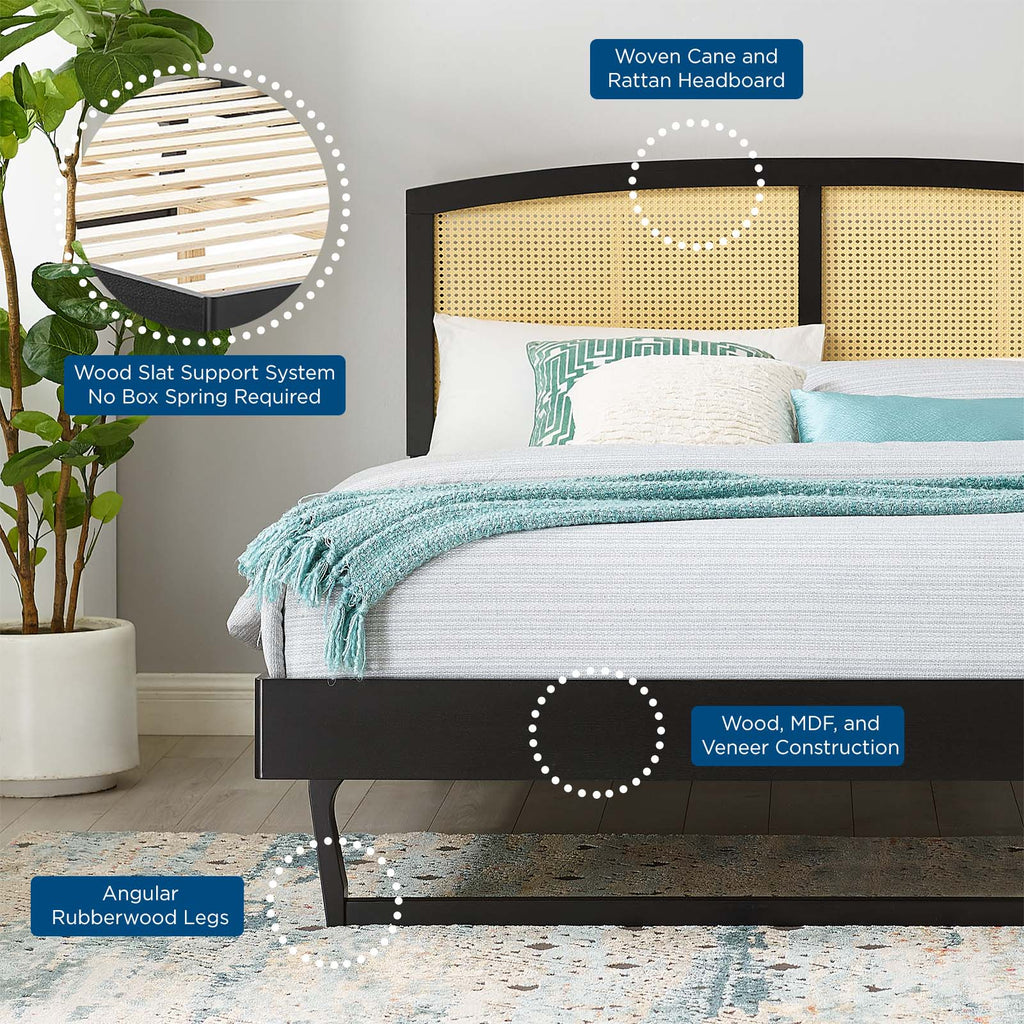 Sierra Cane and Wood Full Platform Bed With Angular Legs by Modway