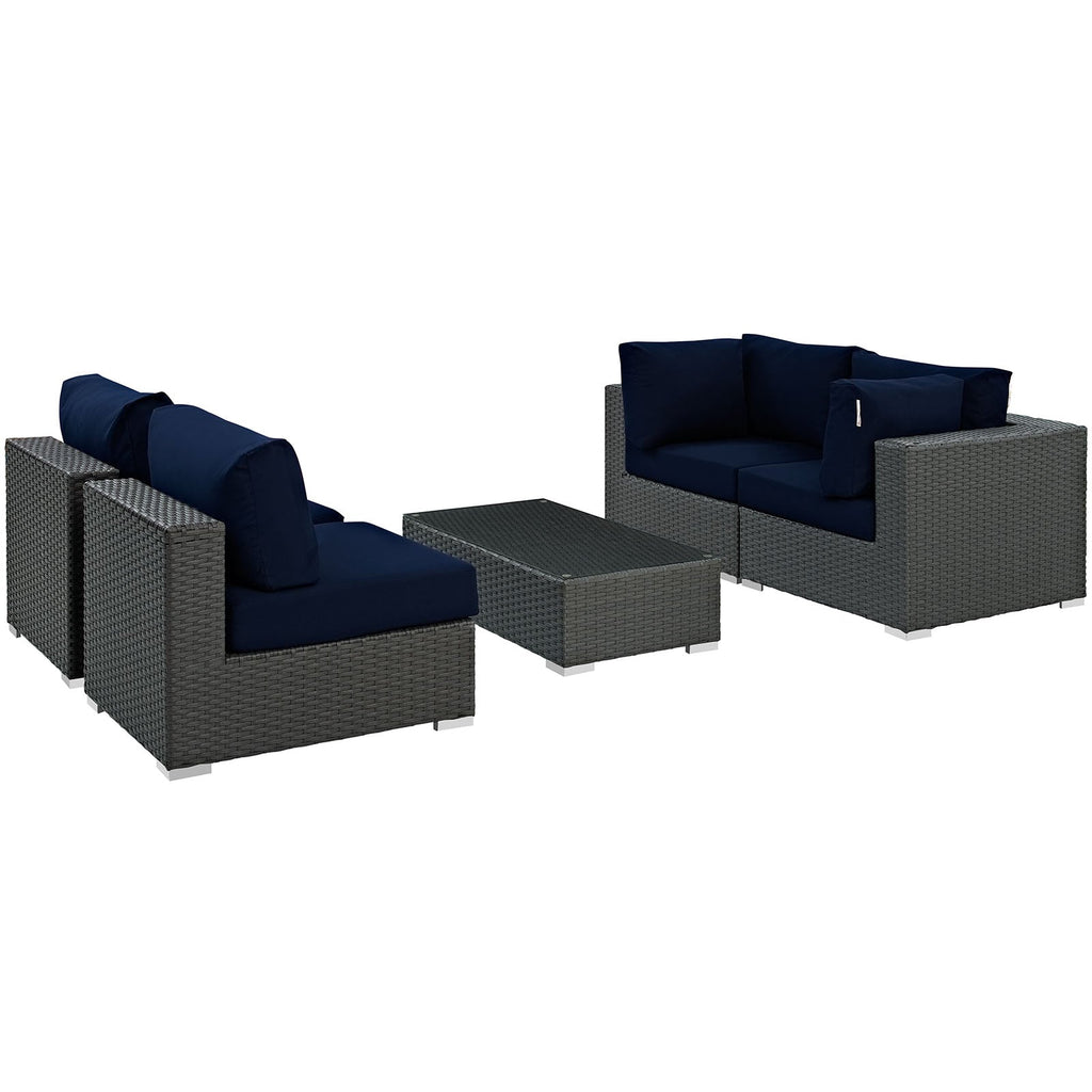 Sojourn 5 Piece Outdoor Patio Sunbrella¨ Sectional Set by Modway