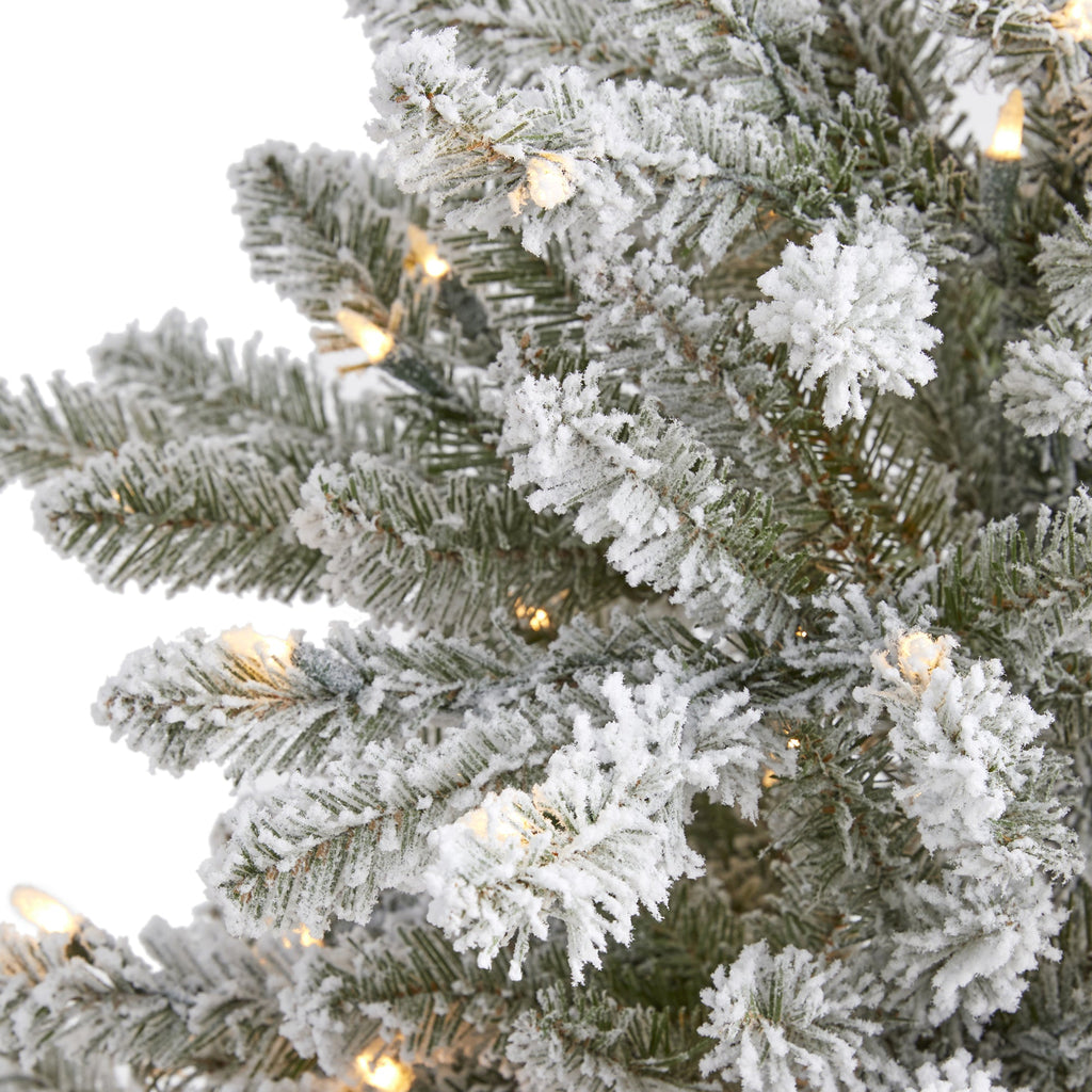 5' Flocked West Virginia Spruce Artificial Christmas Tree with 200 Clear Lights