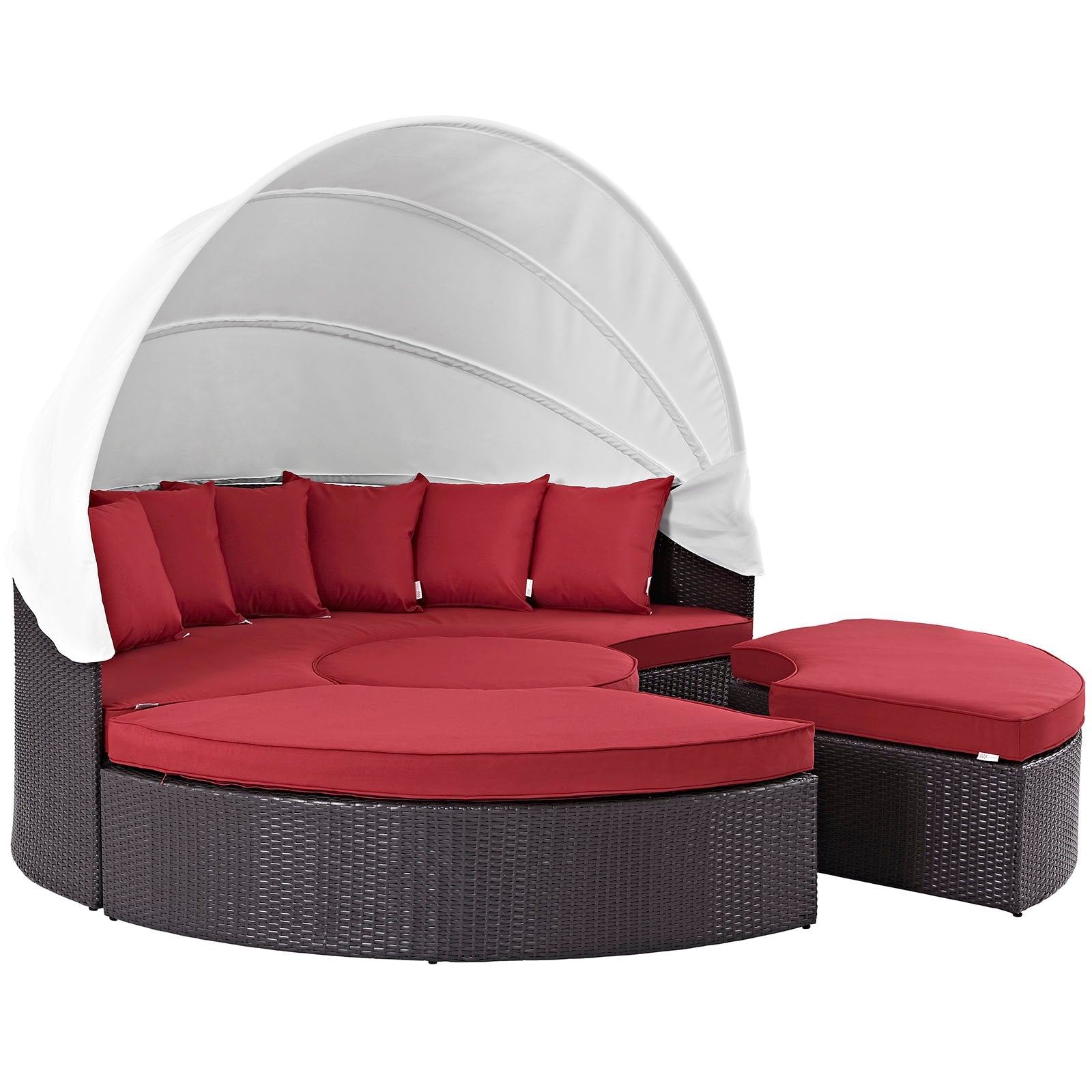 Convene Outdoor Patio Wicker Rattan Canopy Sectional Daybed by Modway