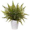 16"  Fern Artificial Plant in White Planter