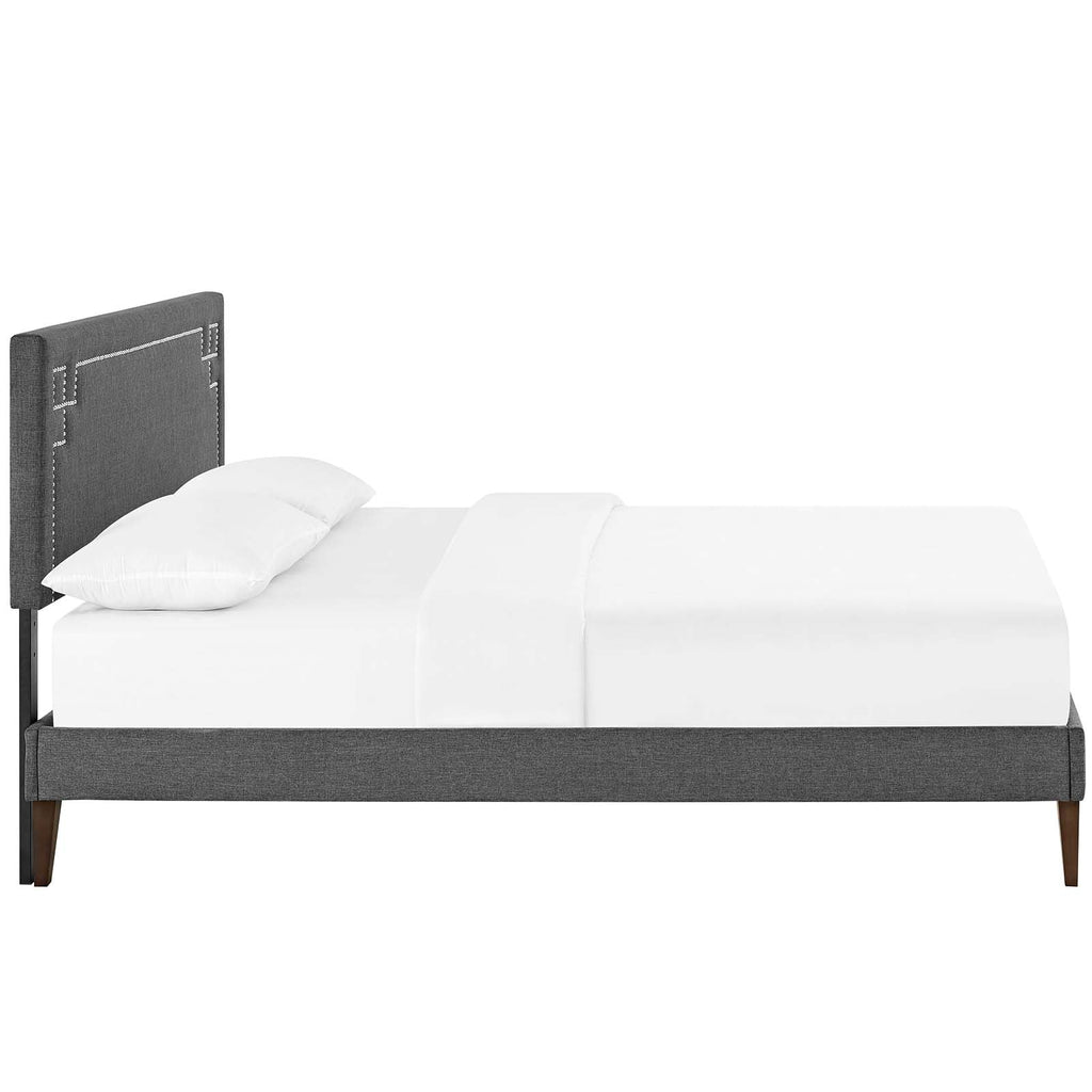 Ruthie Fabric Queen Platform Bed with Squared Tapered Legs by Modway