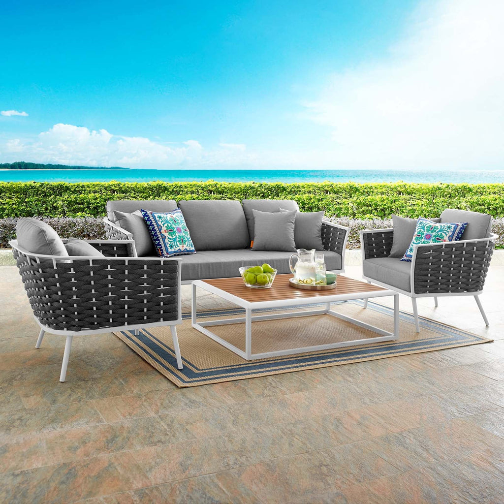 Stance 4 Piece Outdoor Patio Aluminum Sectional Sofa Set by Modway