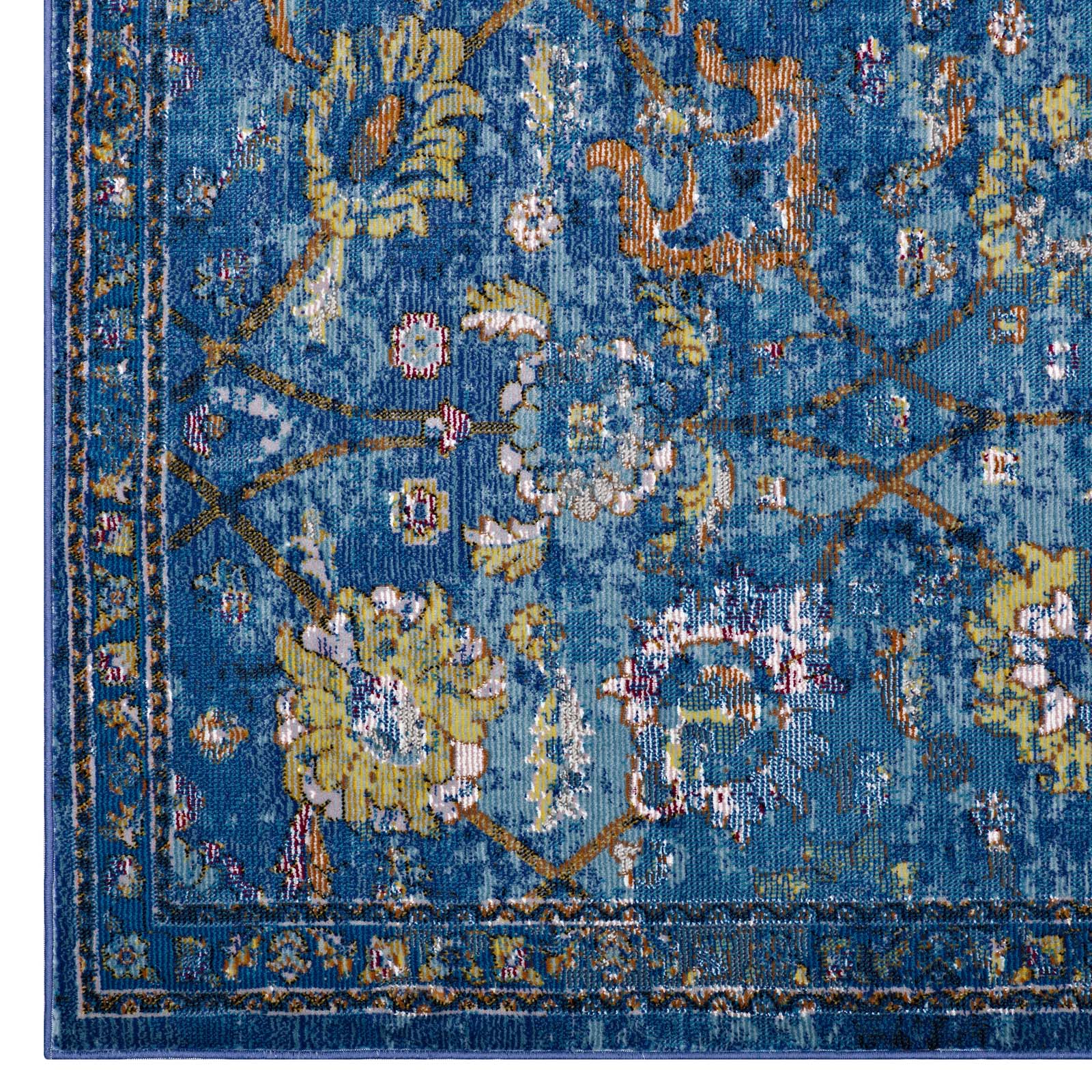 Minu Distressed Floral Lattice 4x6 Area Rug by Modway
