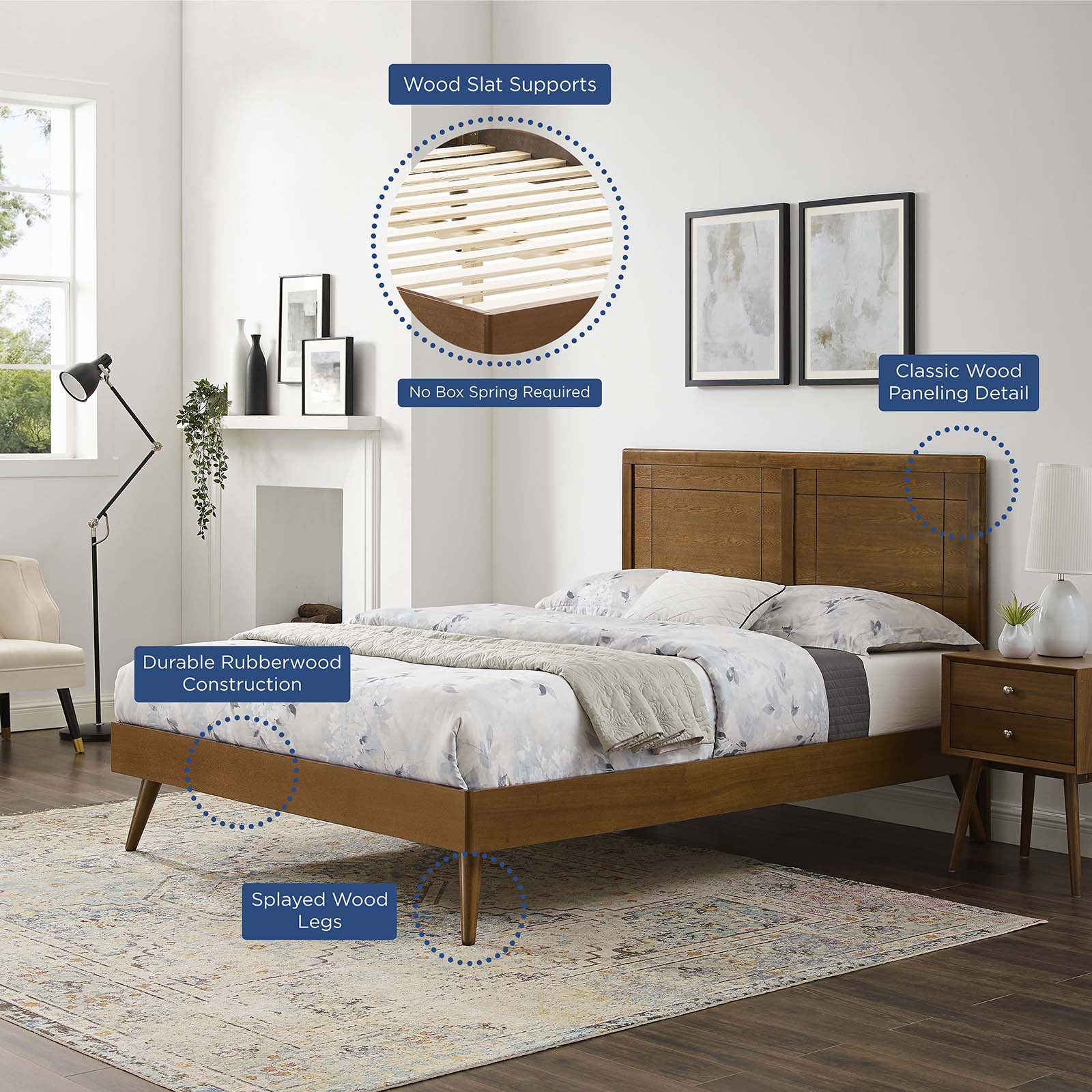 Marlee Wood Twin Platform Bed With Splayed Legs by Modway
