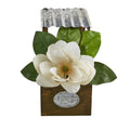 14"  Magnolia Artificial Arrangement in Tin Roof Planter