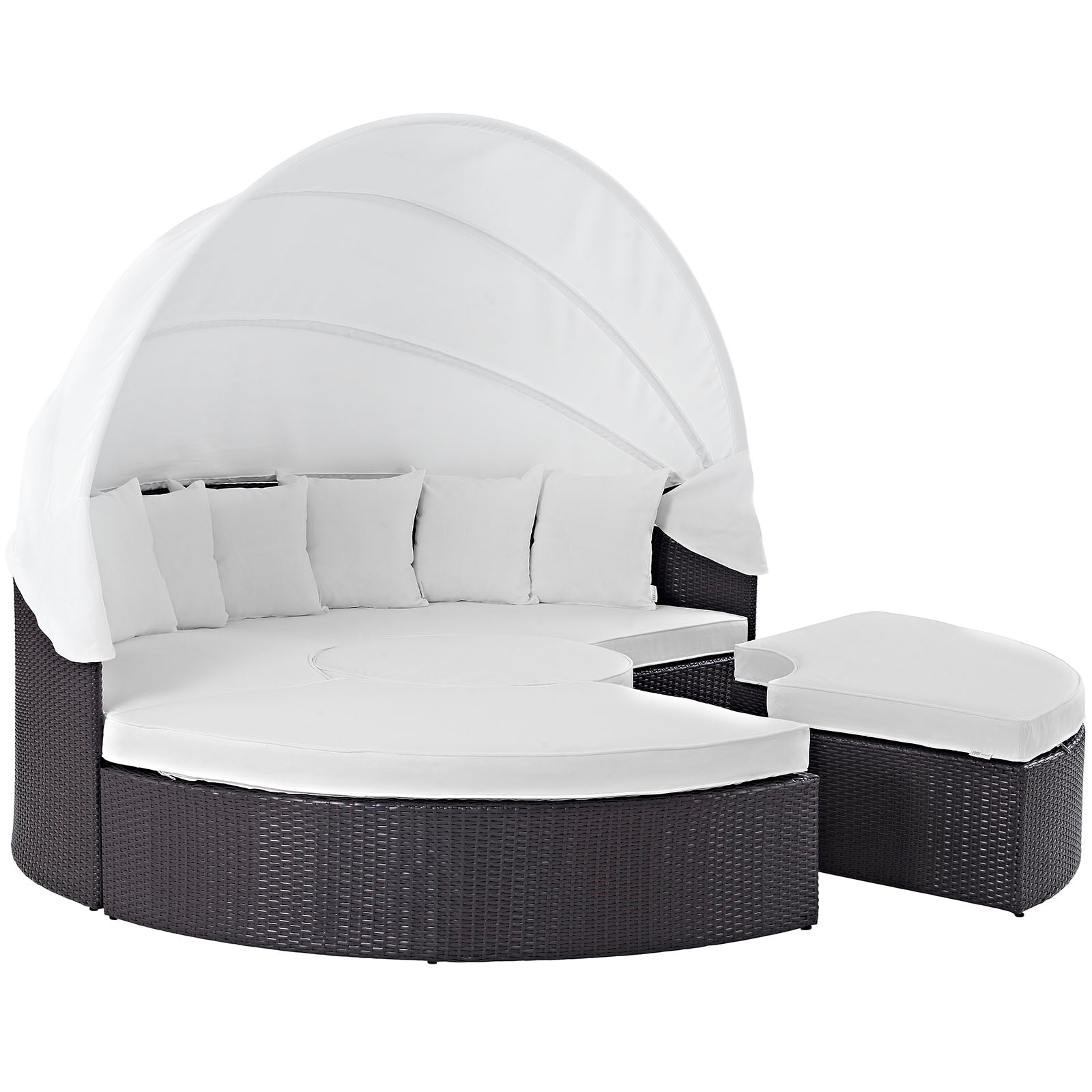 Convene Outdoor Patio Wicker Rattan Canopy Sectional Daybed by Modway