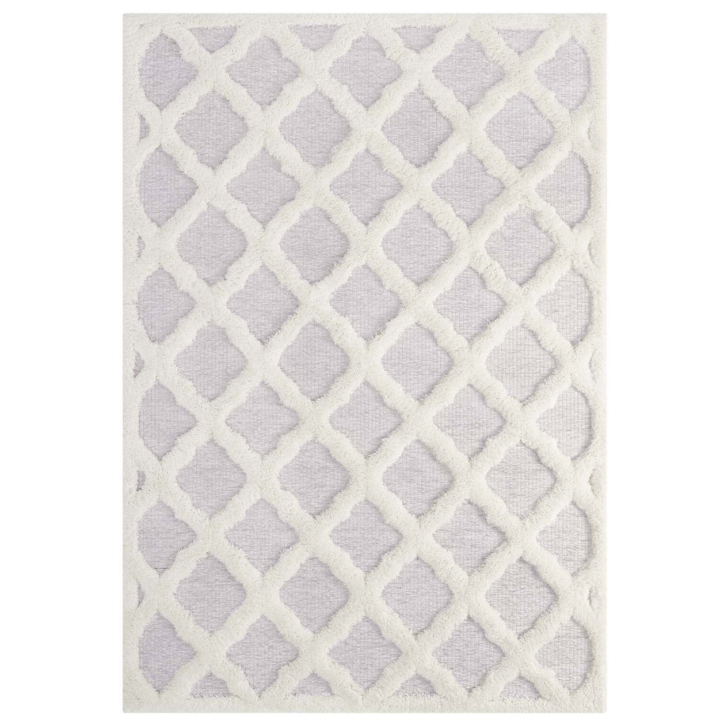 Whimsical Regale Abstract Moroccan Trellis Shag 5x8 Area Rug by Modway