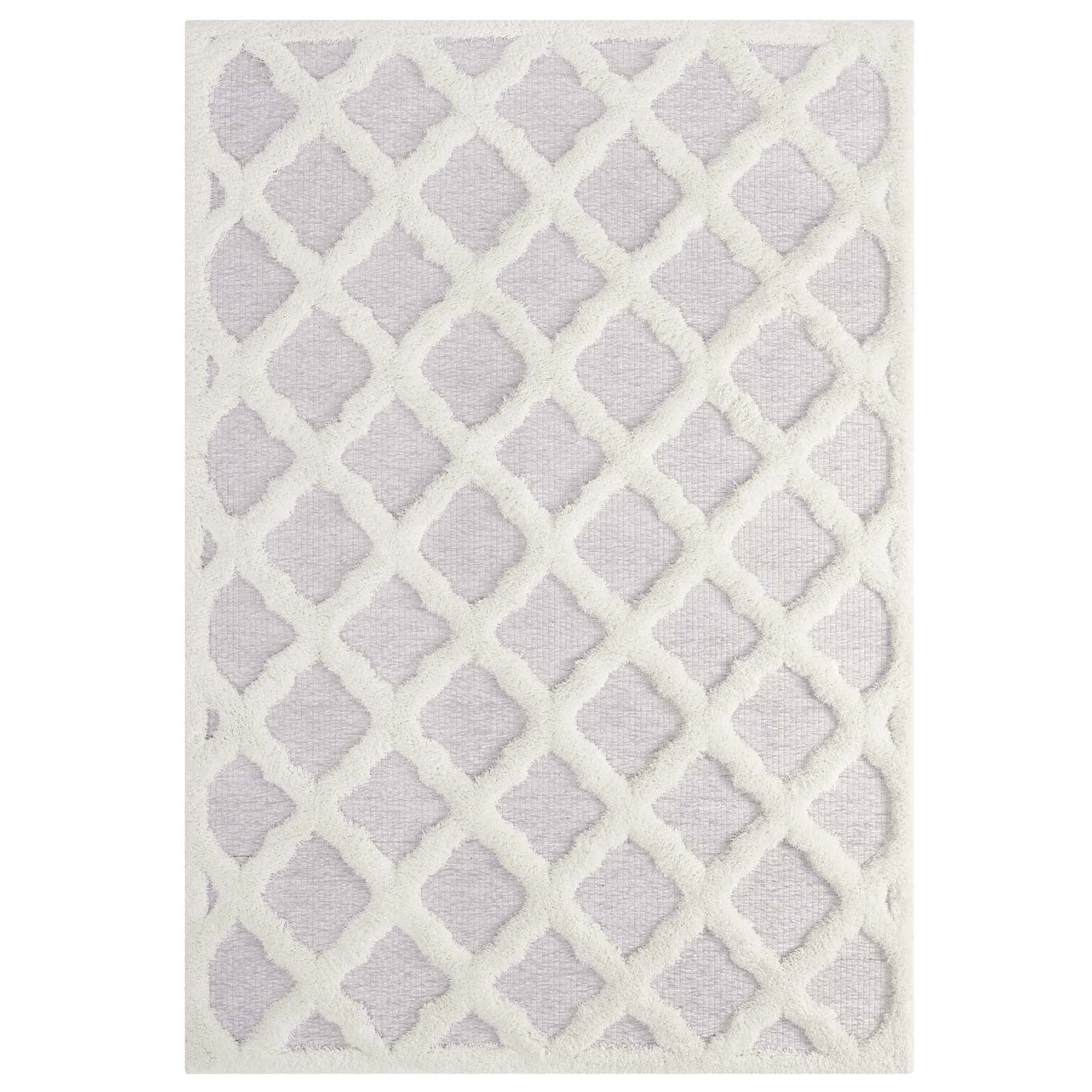 Whimsical Regale Abstract Moroccan Trellis Shag 5x8 Area Rug by Modway