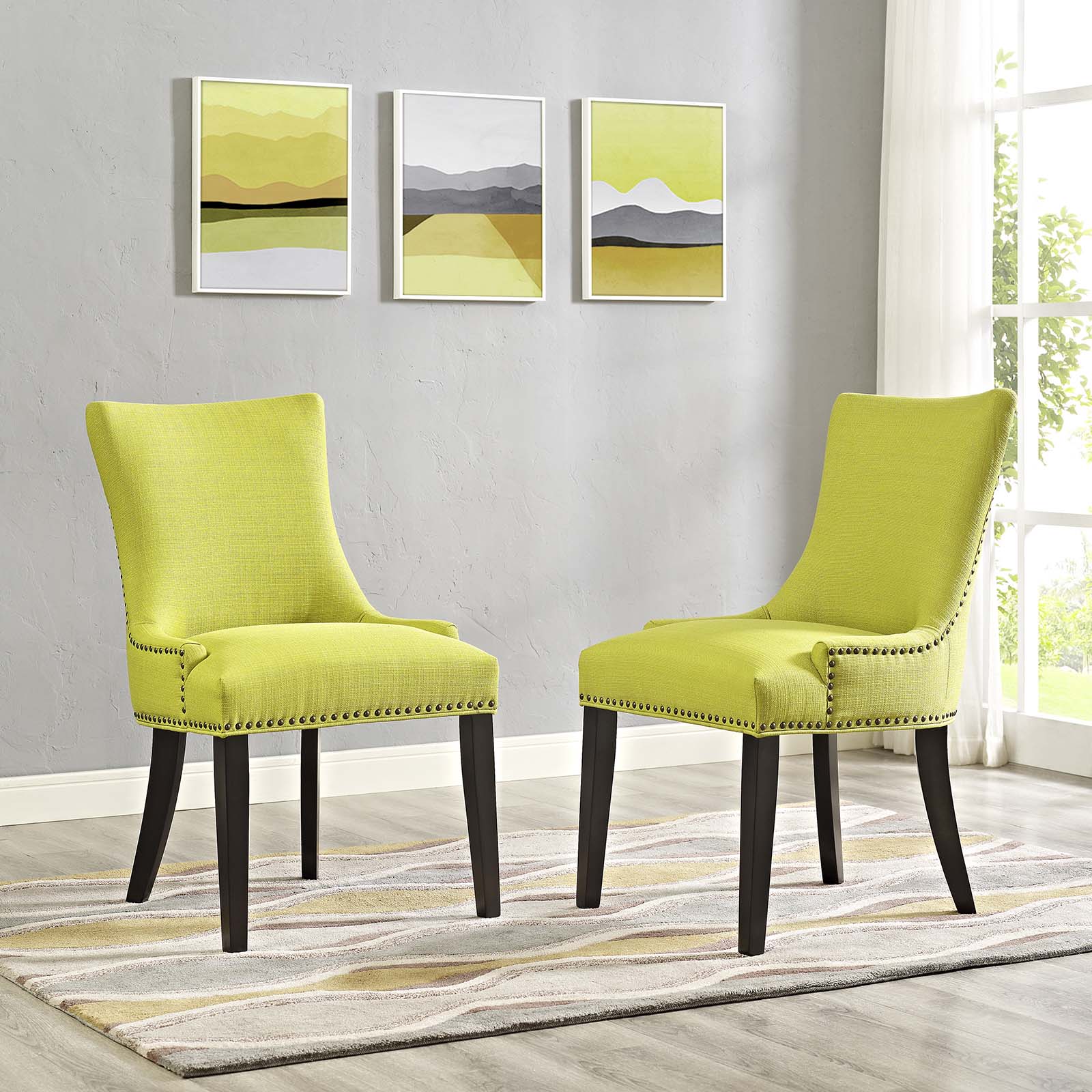 Marquis Fabric Dining Side Chair Set of 2 by Modway