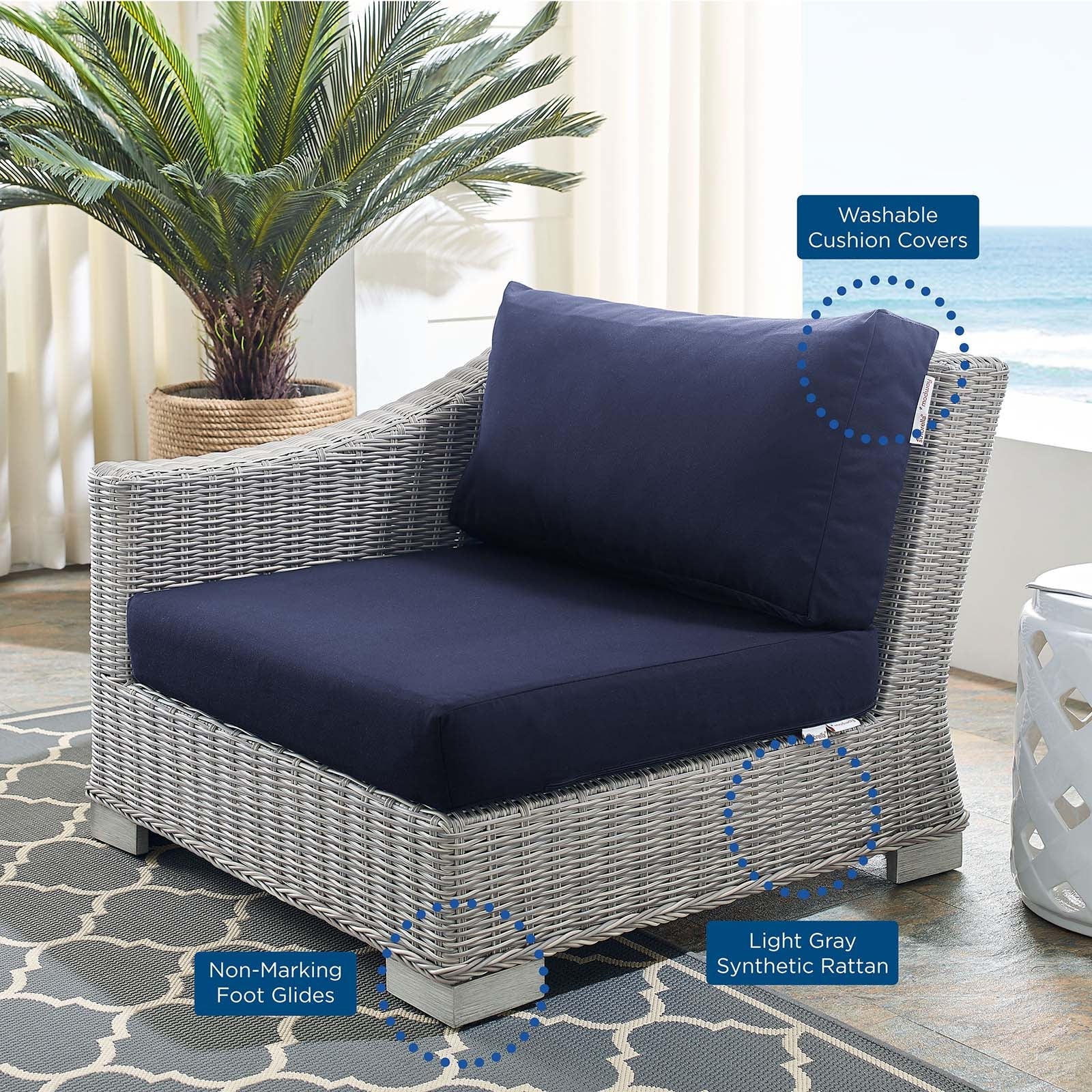 Conway Sunbrella¨ Outdoor Patio Wicker Rattan Left-Arm Chair by Modway
