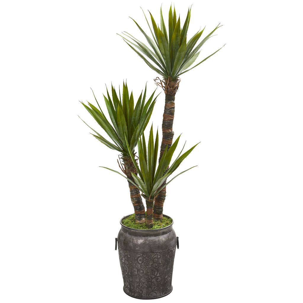 54" Yucca Artificial Tree in Metal Planter
