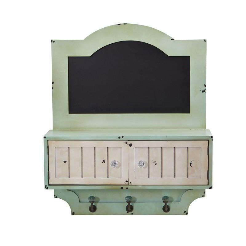 21.5"  Vintage Chalkboard Wall Organizer With Doors and Hooks