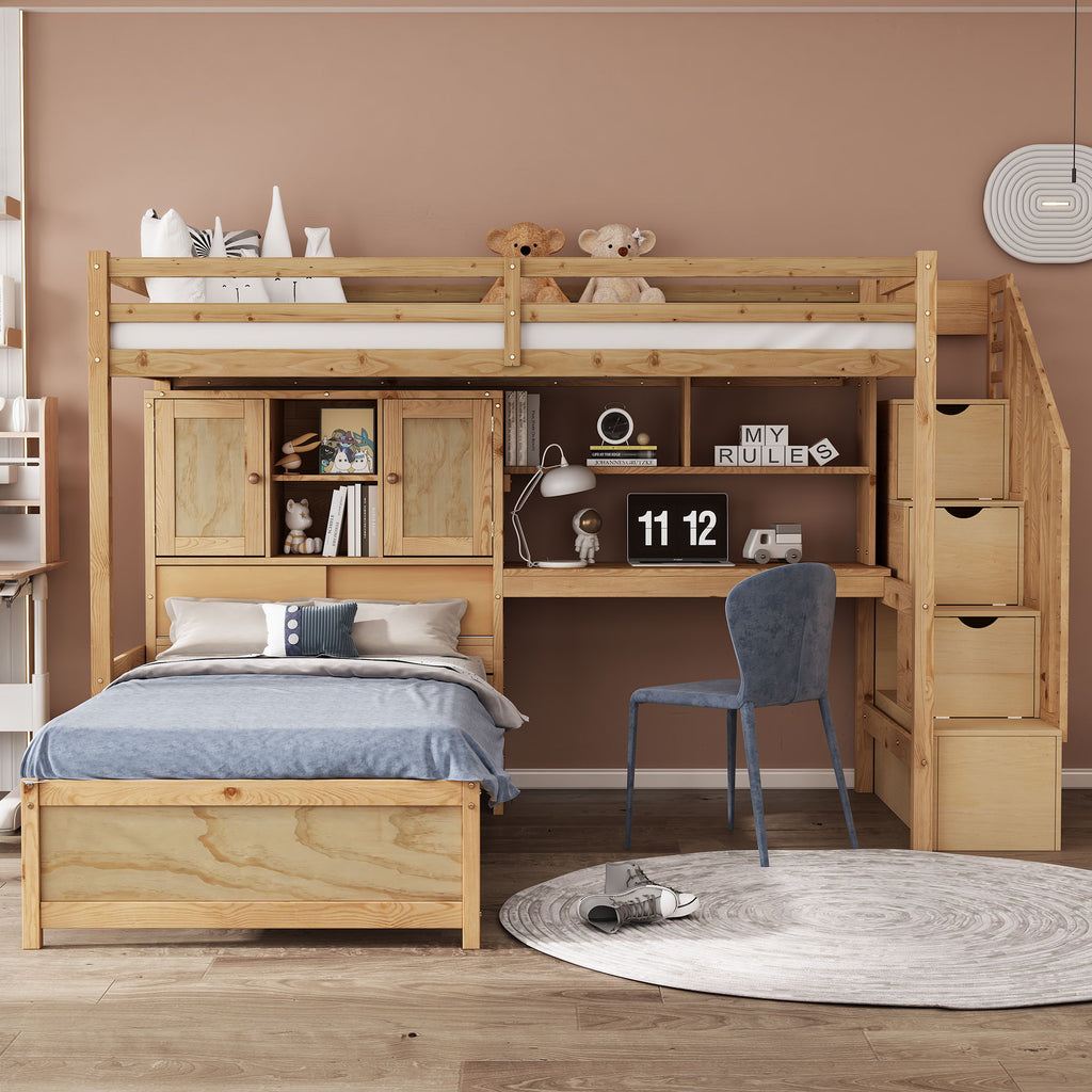 Loft Bed With Built In Desk And Staircase