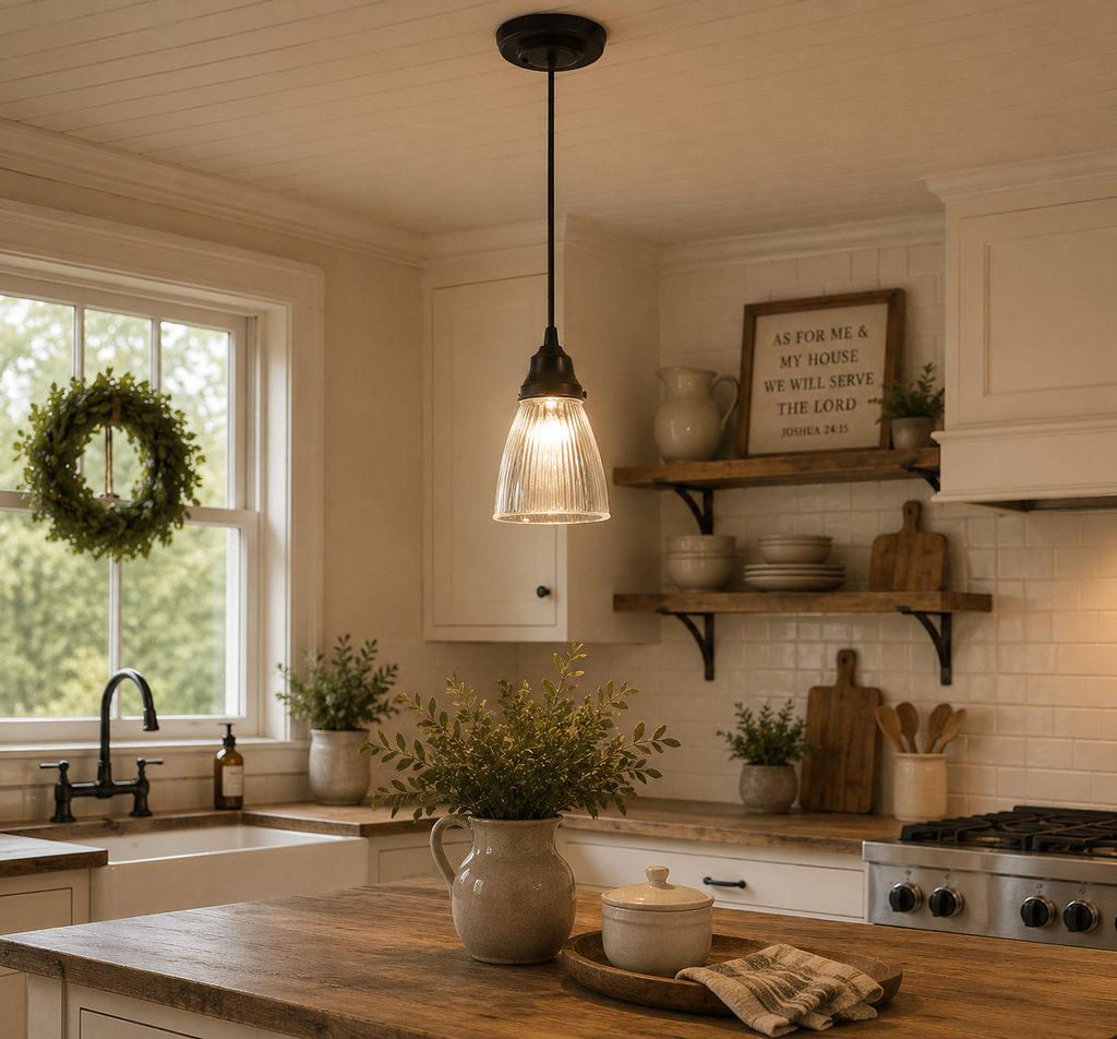 Minimalist Antique Glass Light Pendant or Sconce
