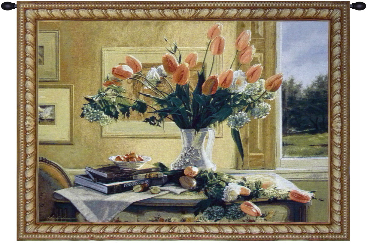 French Tulips and Crabapples Tapestry Wall Art