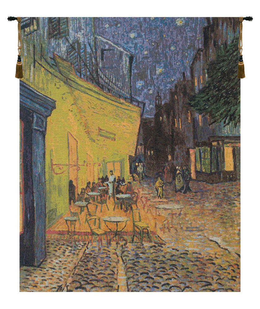 Cafe Terrace at Night 1 Belgian Tapestry Wall Art