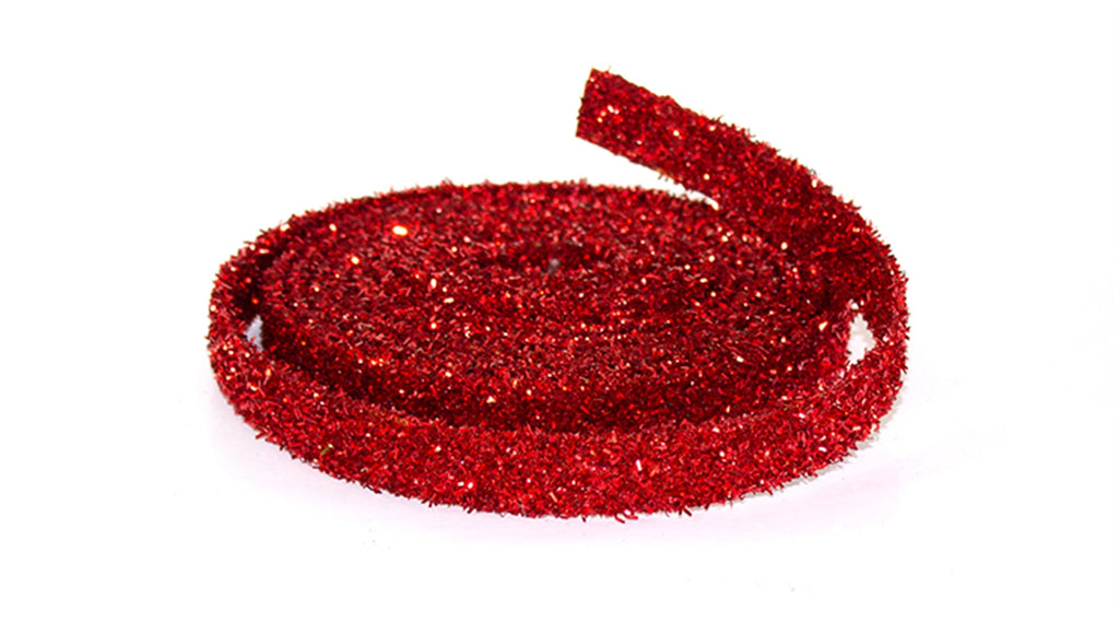Red Glitter Rope Ribbon (Set of 12 Rolls)