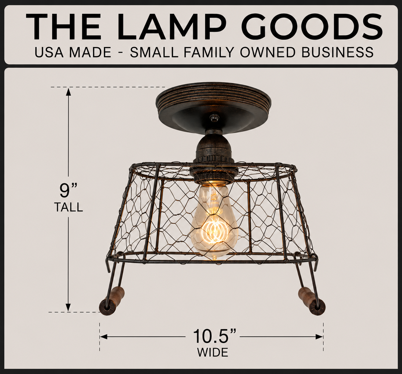 CHICKEN WIRE Farmhouse Ceiling Light - Rectangular