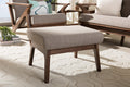 Baxton Studio Bianca Mid-Century Modern Walnut Wood Light Grey Fabric Ottoman