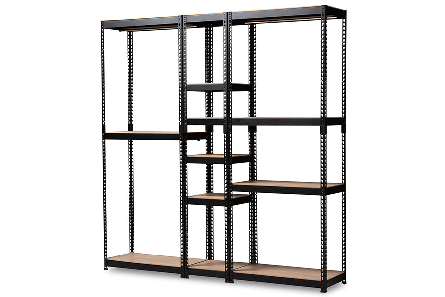 Baxton Studio Gavin Modern and Contemporary Black Metal 10-Shelf Closet Storage Racking Organizer