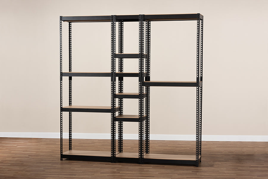 Baxton Studio Gavin Modern and Contemporary Black Metal 10-Shelf Closet Storage Racking Organizer
