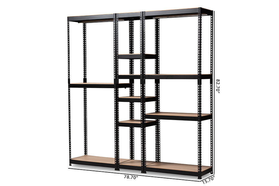 Baxton Studio Gavin Modern and Contemporary Black Metal 10-Shelf Closet Storage Racking Organizer