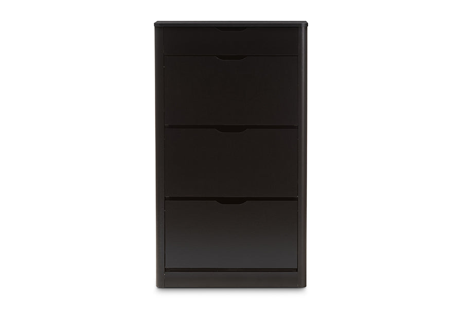 Baxton Studio Cayla Modern and Contemporary Black Wood Shoe Cabinet