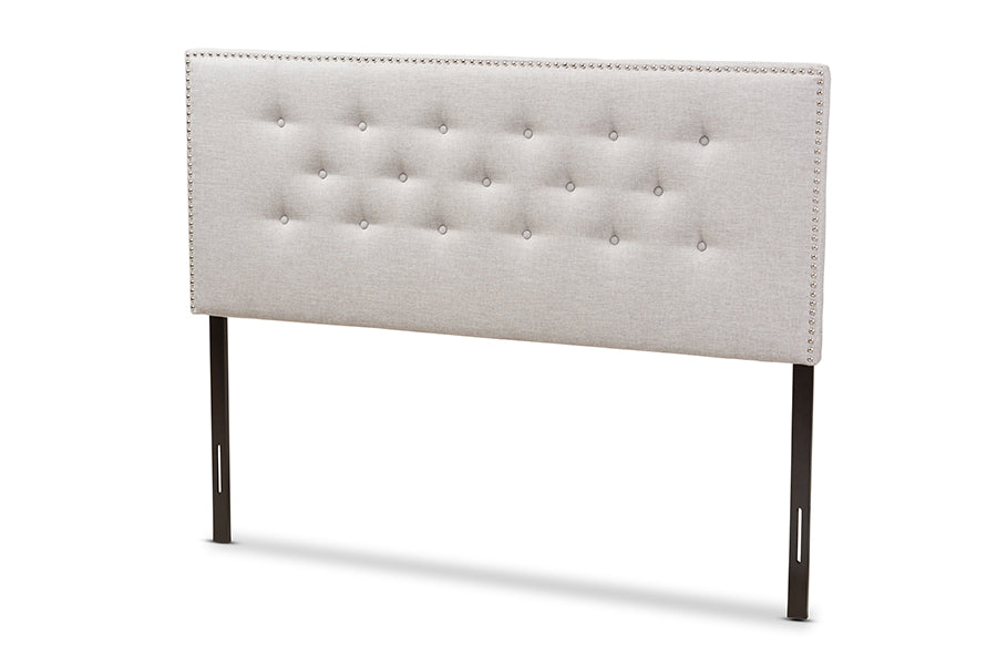 Baxton Studio Windsor Modern and Contemporary Greyish Beige Fabric Upholstered Full Size Headboard