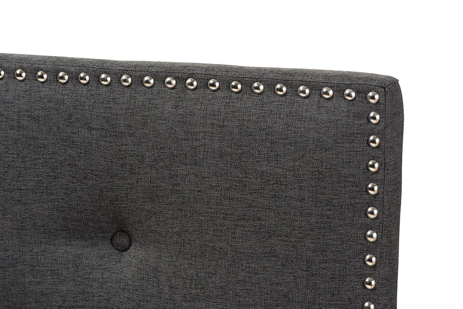 Baxton Studio Windsor Modern and Contemporary Dark Grey Fabric King Size Headboard