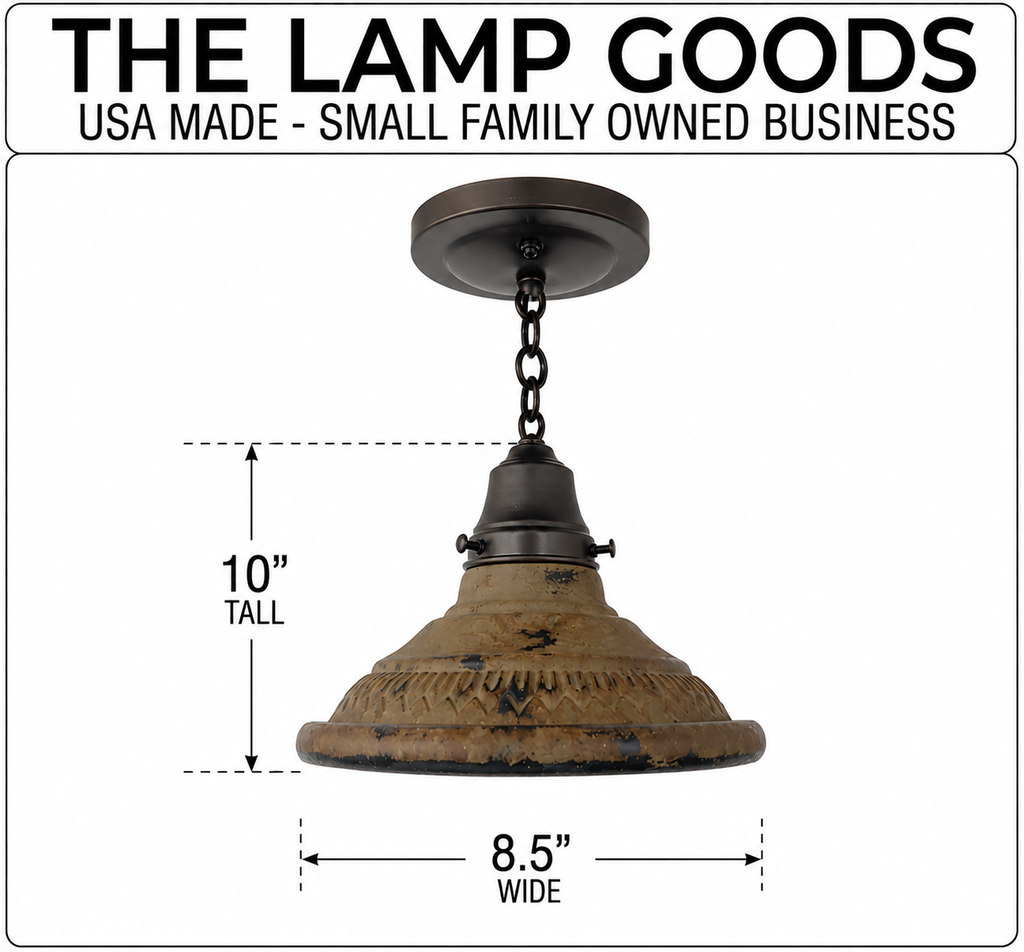 Rustic Industrial Farmhouse Ceiling Light | 8.5"W | Metal Flush Mount