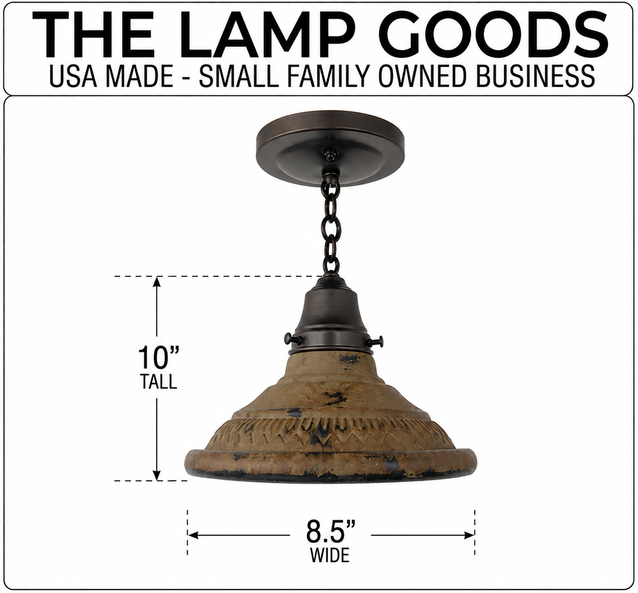 Rustic Industrial Farmhouse Ceiling Light | 8.5"W | Metal Flush Mount