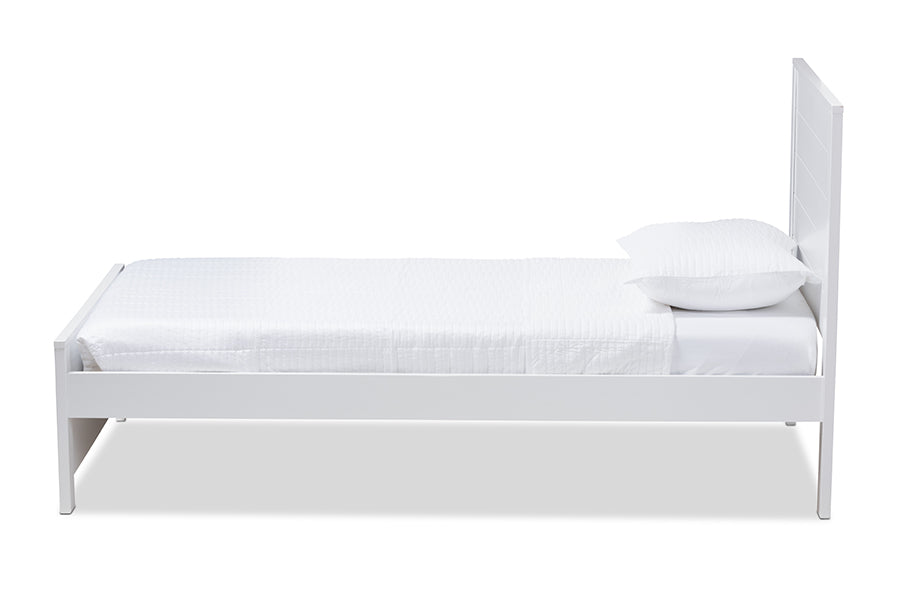 Baxton Studio Catalina Modern Classic Mission Style White-Finished Wood Twin Platform Bed