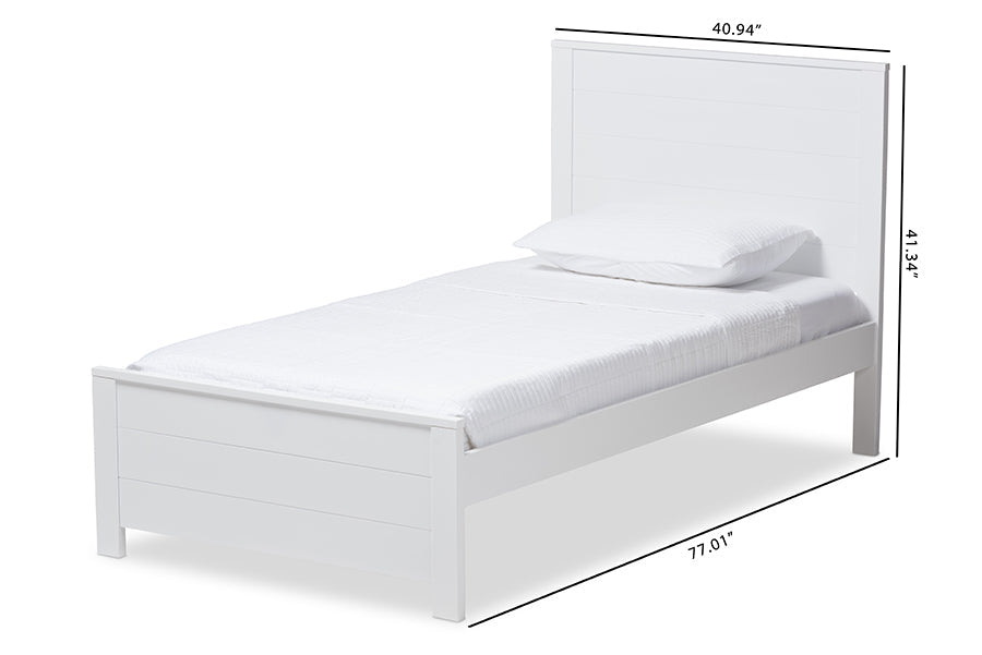 Baxton Studio Catalina Modern Classic Mission Style White-Finished Wood Twin Platform Bed