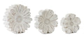 White Washed Stone Flower DŽcor (Set of 3)