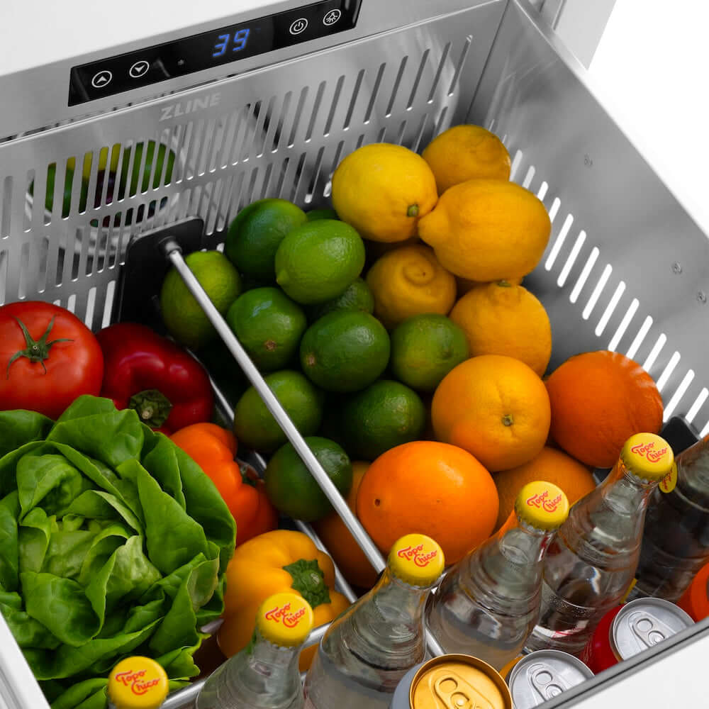 ZLINE 24" Touchstone 168 Can Outdoor-Rated Dual Refrigerator Drawer, Matte Black, RDSOZ-ST-24-MB